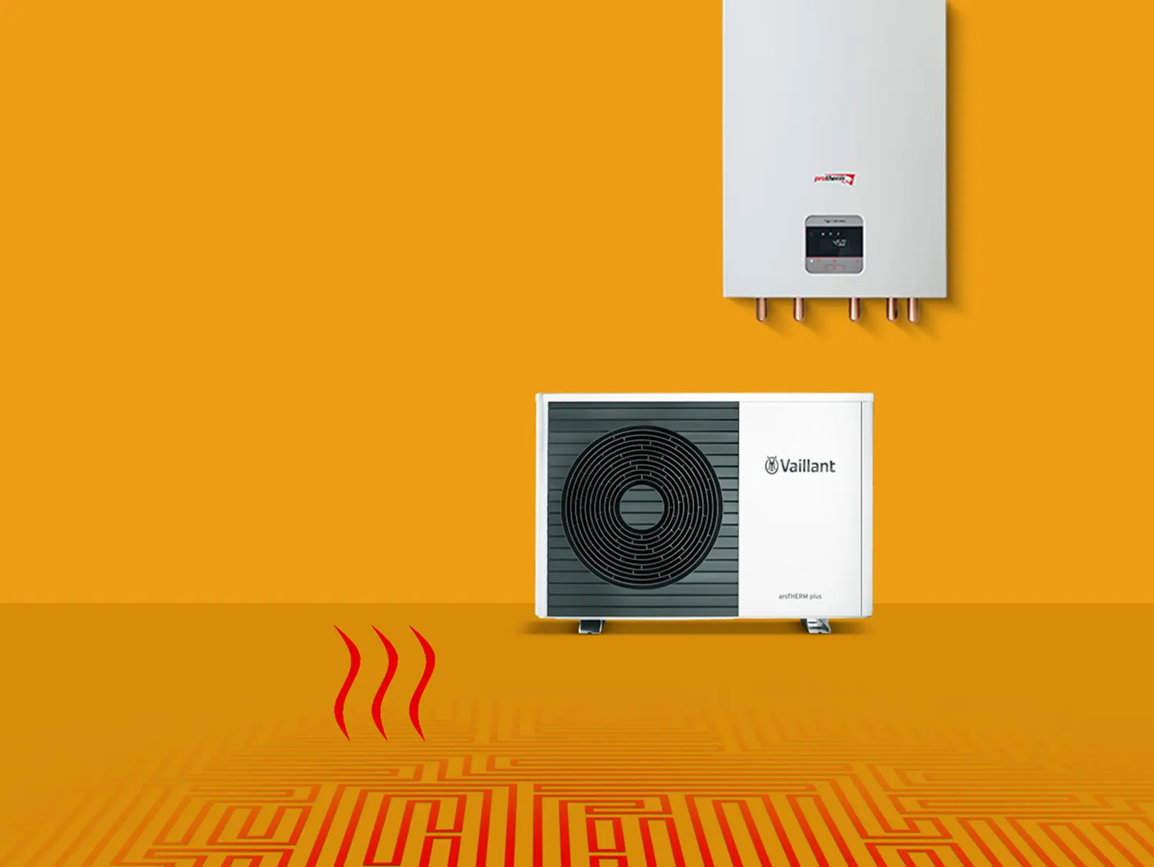 Tepelné čerpadlo Vaillant aroTHERM plus a kotol Protherm v kombinácii s podlahovým kúrením